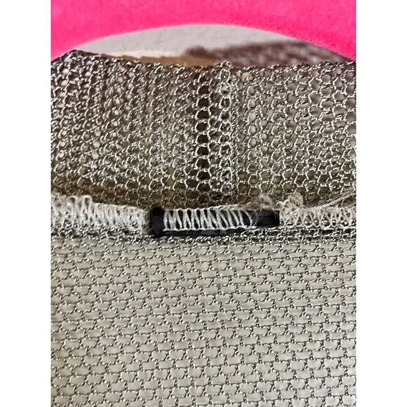 Retro Mesh Cardigan Gray M Funky Edgy Classic Chic Sheer Neutral Futuristic 80s - Picture 5 of 11